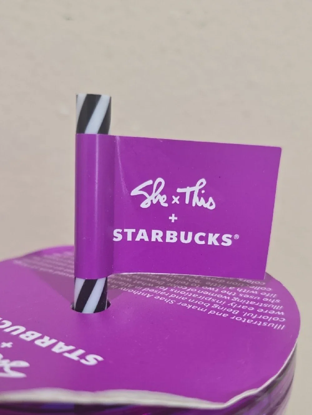Starbucks Purple and Orange Illustrated Plastic Tumbler with Straw